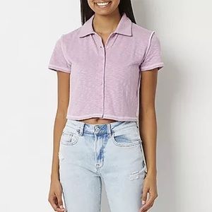 Forever 21 Juniors Womens Short Sleeve Button-Down Shirt x-small C5